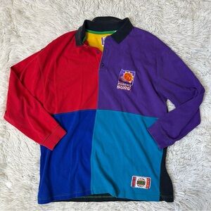 ◾️Vintage 90s In The Paint Basketball Gear Phoenix Suns Colour Block Henley Top